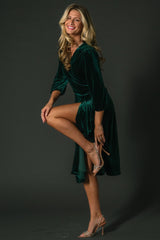 Beckinsale Velvet Wrap Dress | Dark Green