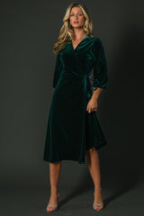 Beckinsale Velvet Wrap Dress | Dark Green