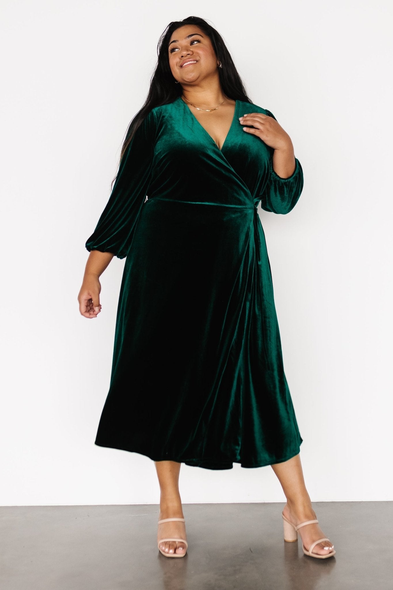 Beckinsale Velvet Wrap Dress | Dark Green