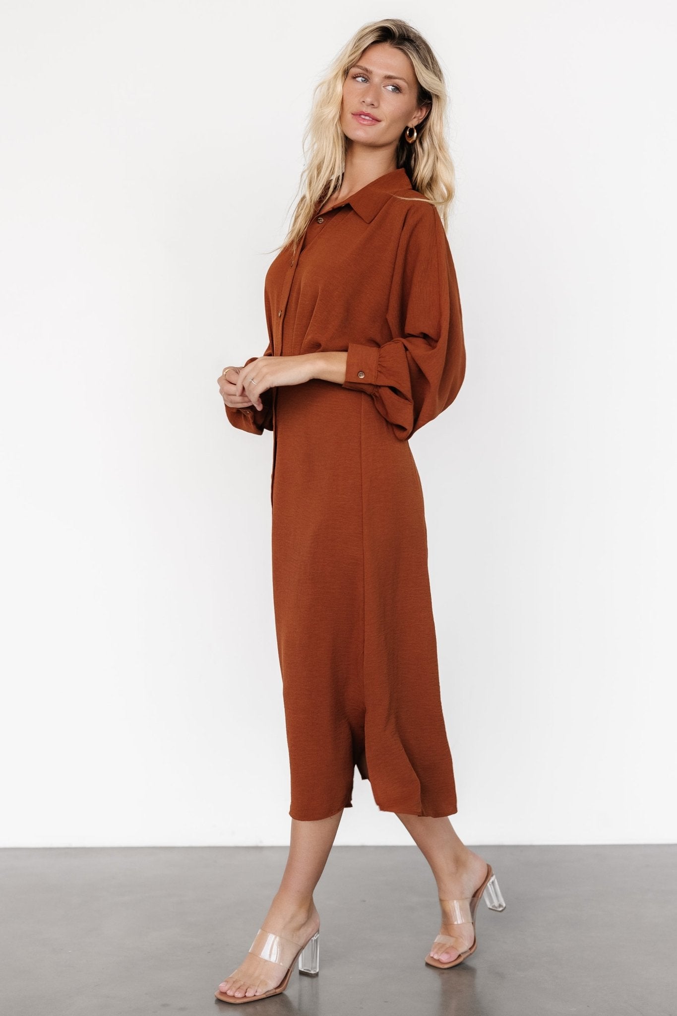 Marla Button Dress | Copper