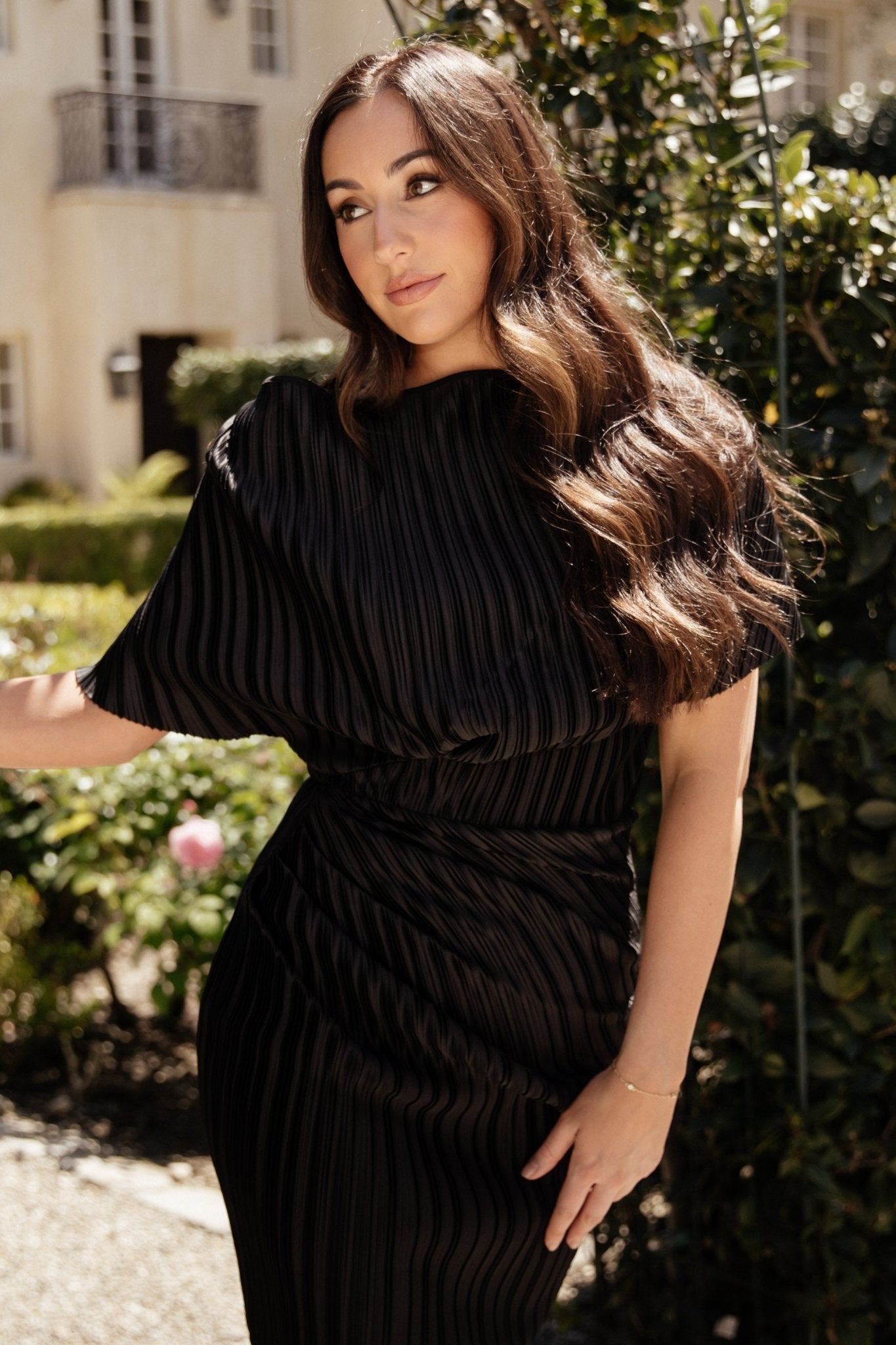 Winslow Pleated Midi Dress | Black